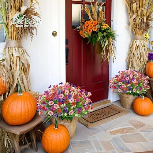 Der Rose 24 Bundles Artificial Flowers for Outdoor Fake Spring Flowers Plants UV Resistant for Home Garden Porch Window Wedding Decor - Thumbnail 4