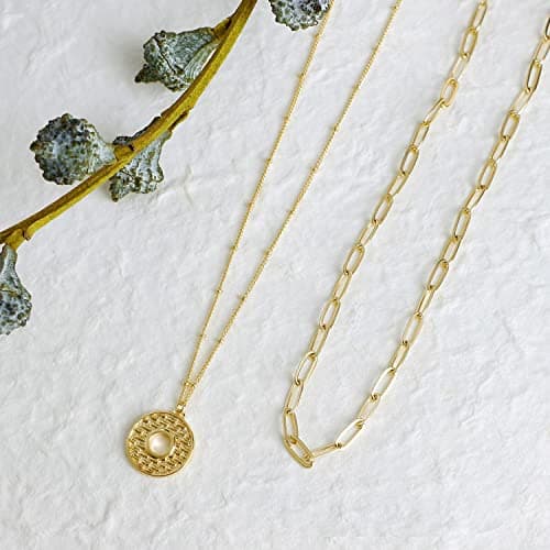 Valloey Rover Women Layered Pendant Necklace, 14K Plated Gold Personalized Adjustable Choker Necklaces, Handmade Dainty Jewelry Gift for Lady - Thumbnail 5