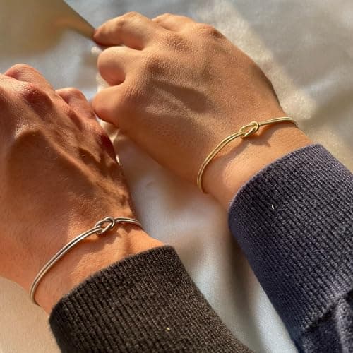 Sistble Gifts for Wife, Mothers Day Gifts for Wife Matching Romantic Gold Silver Snake Chain Bracelet Birthday Anniversary Link Jewelry - Thumbnail 4