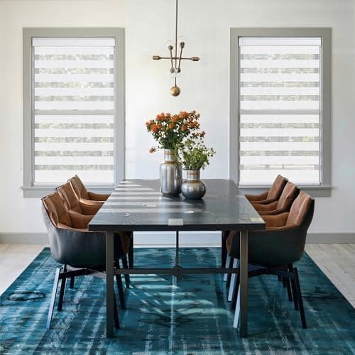 GHV Corded Zebra Blinds for Windows Blackout Blinds Dual Layer Privacy for Home and Office (White, 36 in(W) x 72 in(H)) - Image 1