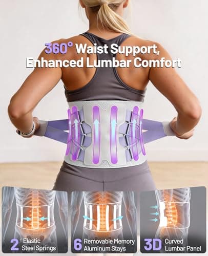 Back Brace for Women, Support Brace for Lower Back Pain Relief, Adjustable Lumbar Support Belt with Lumbar Pad, Ergonomic Breathable Immediate Relief Brace for Herniated Disc Sciatica Scoliosis,M - Thumbnail 2