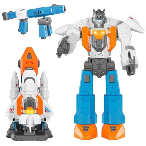 Miebely Magnetic Transform Robot Toy, 3 in 1 Large STEM Construction Transforming Toy for Toddlers, Kids Action Figure Robot for Boy and Girls, Education Gifts for Kid 3 4 5 6 7 Birthday Christmas - Image 1