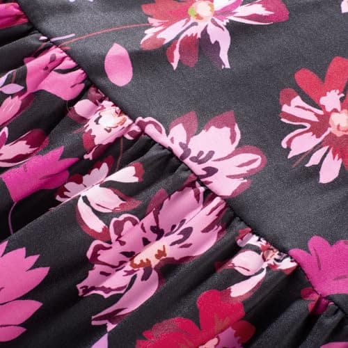 GRACE KARIN Womens Summer Floral Maxi Dresses 2026 Long Flowy Boho Dress Beach Vacation Sundresses Casual Clothes with Pocket Black Pink Floral L - Thumbnail 6
