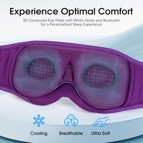 MUSICOZY White Noise Sleep Mask Headphones with 16 Soothing Sounds, Bluetooth Sleep Mask 3D Wireless Music Sleeping Headphones for Side Sleeper - Thumbnail 3
