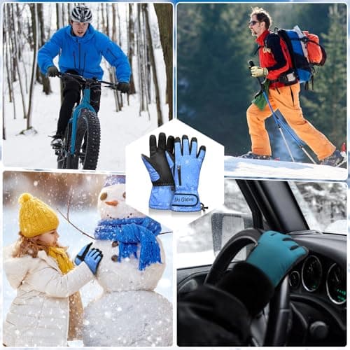 Odtmger Warm and Breathable Snow Gloves - Waterproof and Anti-Slip Ski Gloves for Boys & Girls, Men & Women - Thumbnail 5