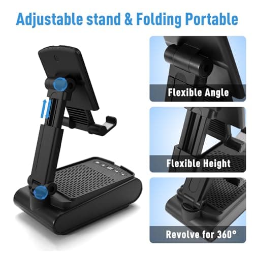Birthday Gifts for Men Him, Cell Phone Stand with Wireless Bluetooth Speaker and Charging Function 360° Rotable Angle Adjustable, Unique Mens Gifts for Dad Husband Boyfriend, Cool Gadgets for Men - Thumbnail 4