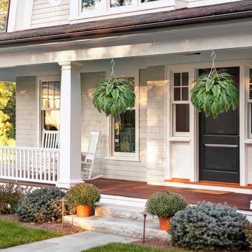 LuceAlberi Artificial Boston Fern Bush - Set of 2 45Inch Fake Ferns with 55 Fronds, Large Hanging Faux Plants Decor, UV Resistant Faux Fern Vines Silk Greenery for Outdoor Indoor, Porch, Farms, Patio - Thumbnail 3