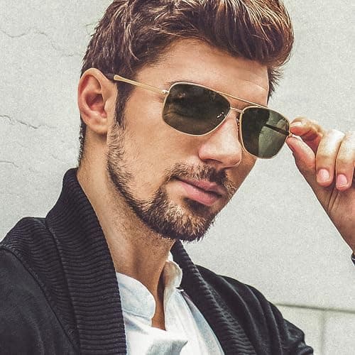 SUNGAIT Men's Polarized Sunglasses Durable Metal Frame for Fishing Driving Golf (Gold Frame/Green Lens) Metal Frame 0925 JKLV - Thumbnail 2