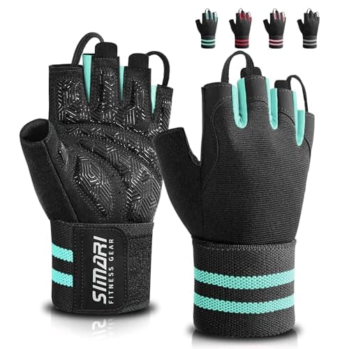 SIMARI Workout Gym Gloves for Men Women, Weight Lifting Gloves with Wrist Wrap Support, SBR Pad Grip for Full Palm Protection, for Exercise, Fitness, Dumbbells, Barbell, Climbing, Fingerless - Image 1