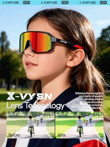 KAPVOE Kids Polarised Baseball Sunglasses Youth Cycling Sunglasses for Boys and Girls UV400 TR90 Frame Tennis Riding Softball Sports 02 - Thumbnail 3