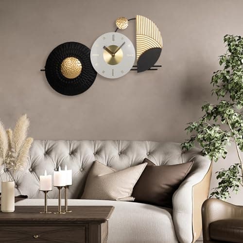 Tiuposr 26x16 Inches Large Modern Irregular Wall Clock, Unique Silent No-Ticking Battery Operated Decorative Clocks for Living Room, Bedroom, Kitchen, Home Office, Entryway - Thumbnail 4