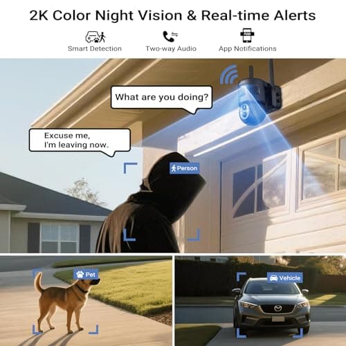 Envilink Solar Security Cameras Wireless Outdoor, 4G LTE Cellular, 2K Color Night Vision, 360°View with 3 PIR Sensors,3X Wider Motion Detection Range, 10000mah Battery, 2-Way Audio, No WiFi Needed - Thumbnail 5