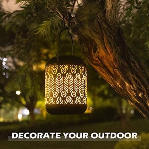 LeiDrail Solar Lantern Outdoor Hanging Lanterns Garden Metal Decorative Light Warm White LED Waterproof Landscape Lighting for Table Pathway Party Yard - 2 Pack - Thumbnail 5