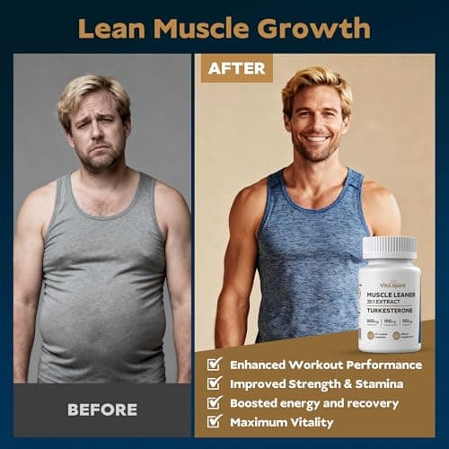 Vita Spark Turkesterone Muscle Leaner - 20:1 Extract 16,000mg with Tongkat Ali & Fadogia Agrestis, High Potency Men's Supplement for Performance, Energy, Vitality, Stamina & Strength |120 Capsules - Thumbnail 3