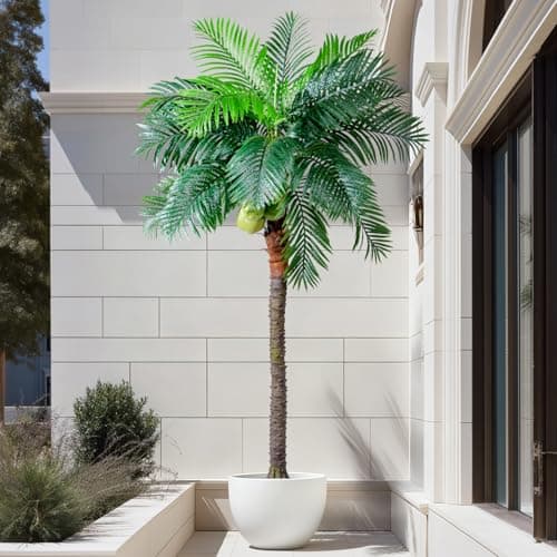 Bailikang Artificial Phoenix Palm Tree 9.1ft Tall - Fake Large Tropical Tree with Adjustable Leaves, Realistic Faux Sago Palm for Indoor Outdoor Decor, Patio, Poolside, Yard, Living Room, Office - Image 1