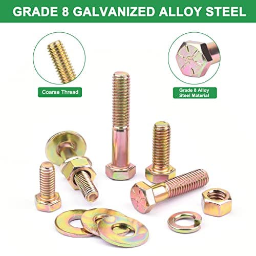 FOLIV 566Pcs Heavy Duty Bolts and Nuts Assortment Kit, Grade 8 Hex Screws Bolts Nuts Kit, 1/4-20 5/16-18 3/8-16, 15 Common Sizes Included - Thumbnail 3