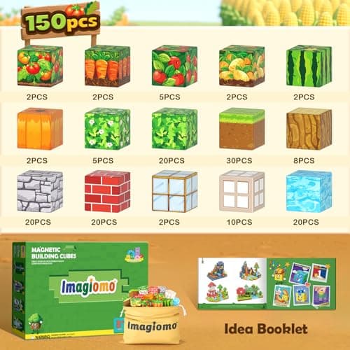 Imagiomo 150PCS Magnetic Blocks - Build Mine Magnet World Farm Edition, Magnetic Kids Games for Boys & Girls Age 3-5 4-8 6-8, STEM Sensory Construction Classroom Must Haves Building Toys for Toddlers - Thumbnail 3