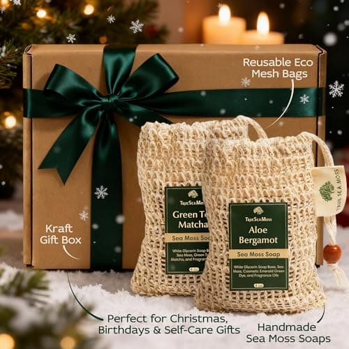 Sea Moss Soap Bar – Detoxifying Green Tea Matcha & Aloe Bergamot – All-Natural Handmade Soap for Sensitive Skin, Face & Body – Wellness Valentine's Gift for Men & Women - Thumbnail 4