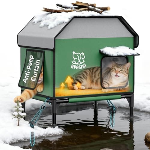 Apasiri Heated Outdoor Cat House for Winter: Insulated with Heating Pad, Indestructible Weatherproof Winter Shelter, Elevated Support to Keep Interior Dry for Stray Cats, Medium - Image 1