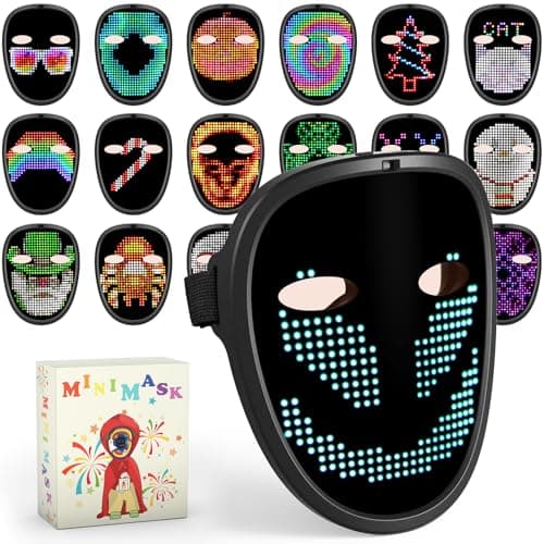 Gelrova Kids LED Mask with 698 LEDs, Gesture Sensing Light Up Mask with 70 Patterns, Comfortable Silicore for Children's Party, Halloween, Cosplay (Small- Manual Control) - Image 1