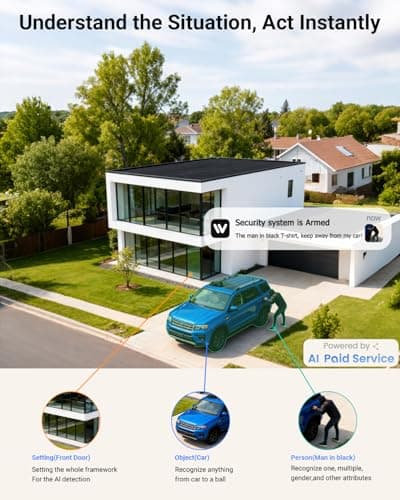 obligz 3MP 2K Window Camera, WiFi Indoor Cameras for Home Security with Blacklight Max Color Night Vision, AI Human Vehicle Detection, Plug-in, 911 Emergency Dispatch, Easy Install - Thumbnail 4