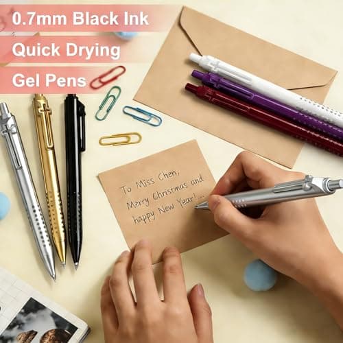 FlyMeaning 6 Pack Cross Clip Bible Journaling Gel Pens, 0.7mm Black Ink Retractable,Smooth Writing, Christian Gifts for Men Women, Religious School & Office Supplies(Vintage) - Thumbnail 3