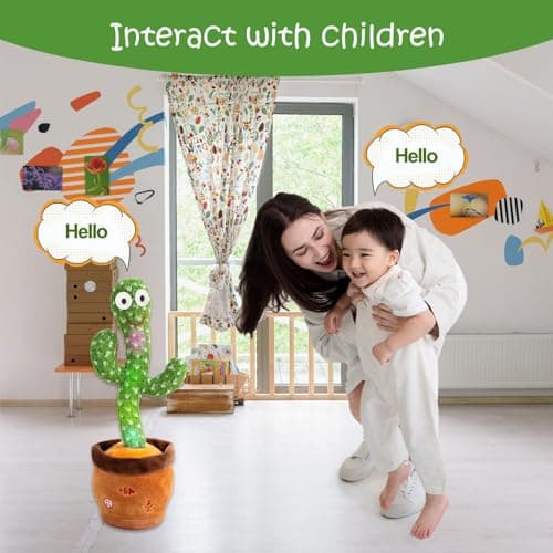 MIAODAM Singing Talking Cactus Toy Repeating What You Say, Adjustable Volume Dancing Cactus Baby Toy Glowing Plush Toy for Baby Gift - Thumbnail 5