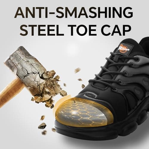 DRRHINO Steel Toe Shoes for Men Women Comfortable Lightweight Work Sneakers for Men Composite Toe Safety Sneakers Men's Slip Resistant Indestructable Construction Safety Shoes - Thumbnail 2