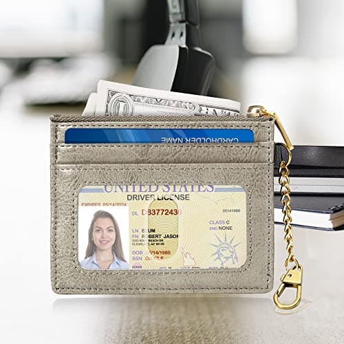 SEAVILIA Card Holder Keychain Wallet for Women with ID Window RFID Coin Purse Bee Gifts Slim Minimalist Small Wallet - Thumbnail 2