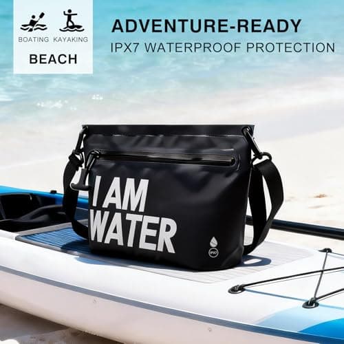 UOEPOWA 6L Waterproof Crossbody Bag Detachable Adjustable Shoulder Strap Unisex IPX8 Waterproof Holds Phone, Wallet, Skincare Ideal for Diving, Camping, Leisure(Black) - Thumbnail 4