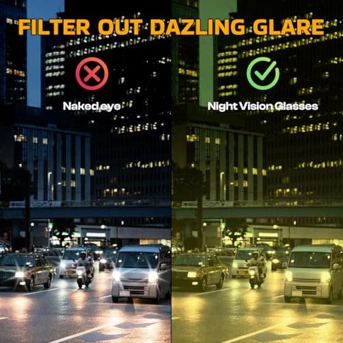 SODQW Night Driving Glasses for Women Men Polarized Anti Glare Night Vison Glasses for Nighttime Driving UV400 Yellow Lens 26 - Thumbnail 6
