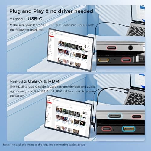 Enzion Laptop Screen Extender 16.1", 1200P FHD, Portable Monitor 360° Rotating Detachable Stand, Height Adjustable Monitor Extender for Laptop 13-17.5", Plug-Play for Tablet, PC, Phone, etc - Thumbnail 4