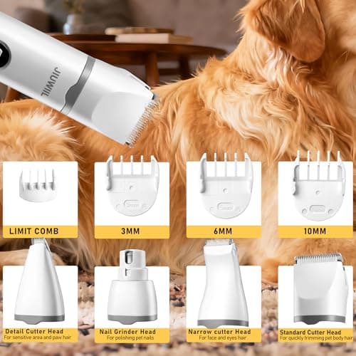 JIUWIIL Dog Clippers for Grooming, 4 in 1 Dog Grooming Kit Hair Clipper with LCD Display, Dog Trimmer for Grooming, Dog Hair Trimmer for Paw Nail Grinder,Shaver Grooming Supplies for Pet Cats Dogs - Thumbnail 4
