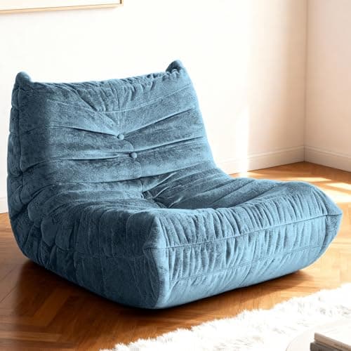 Kasunpul Bean Bag Chair, Faux Fur Memory Foam Bean Bag Couches with Filler, Giant Bean Bag Chairs for Adults, Fireside Lazy Sofa for Living Room, Bedroom, Office(Navy Blue) - Image 1