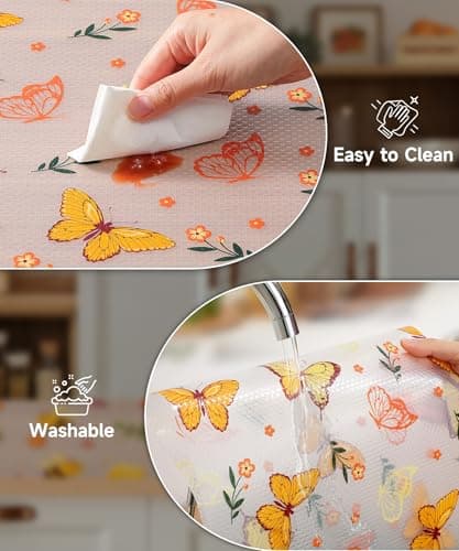 Cooyes Shelf & Drawer Liner for Kitchen Cabinets Non-Adhesive, Waterproof and Washable EVA Shelf Paper, Protect & Decorate Dresser, Bathroom, and Cupboards (Colorful Butterfly, 17.7" W x 78.7" L) - Thumbnail 3