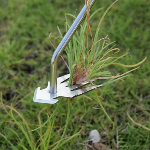 Jahenway Weed Puller Tool, Stainless Steel Gardening Hand Weeder Tools, Weeding Artifact Uprooting Weeding Tool, Weed Removal Tool, 4-Tooth Dual Purpose Manual Weed Pulling Tool for Yard Garden - Thumbnail 4