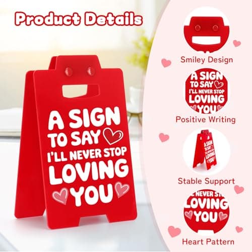 HOMQYTE Funny Heart Sign Office Decor, Romantic Love Office Desk Sign Ornament Accessories for Him Valentine's Boyfriend Girlfriend (Red-2, 1P) - Thumbnail 3