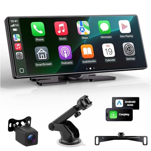 Gikktdr Carplay Screen for Car, 10.26'' Upgrade Wireless CarPlay & Android Auto Car Play Screen with 60PFS,1080P Backup Camera (with a Camera Bracket), GPS Navigation, Voice Control for All Vehicles - Image 1