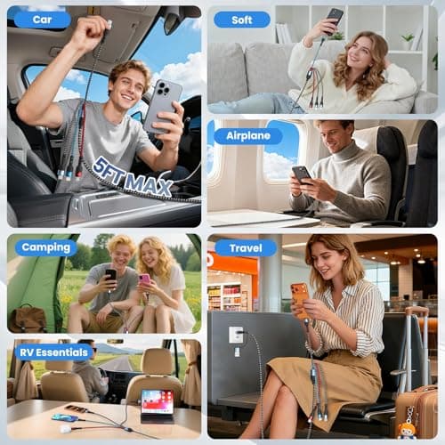 Jogrytece Multi Charging Cable, 6-in-1 USB A/C Cable with Dual Type-C/Lightn-ing/Micro USB, (2Pack 5FT) Multi Chargers Cord for All Devices, Phone Charger Cord for iPhone 17/16/15/14, Galaxy, Android - Thumbnail 6