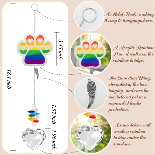 VOFSTAND Pet Memorial Suncatcher, Dog Memorail Gifts of Loss Dogs and Cats with Sympathy Card - Thumbnail 3