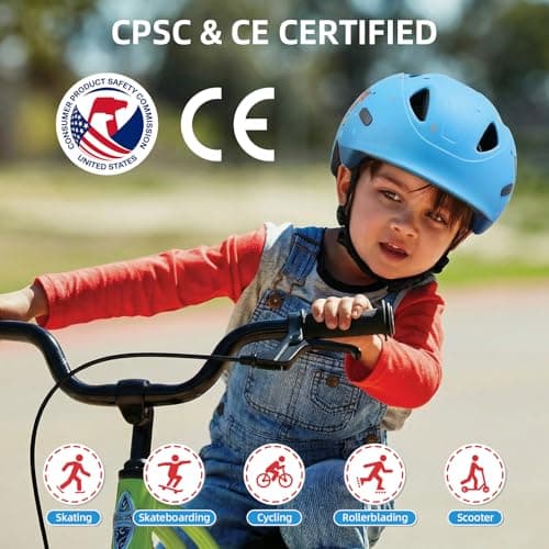 AUMENTAR Kids Bike Helmet with Built-in Sun Visor - 360° Adjustable Youth & Toddler Safety Gear for Cycling, Skating & Scooters - 3 Sizes for Ages 1-2-3-5-8-14 Years Child Infant Boys Girls XS - Thumbnail 2