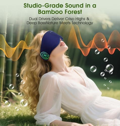 LC-dolida Bamboo Cotton Bluetooth Sleep Mask, 2 in 1 3D Soft Sleep Mask with Sleep Headphones, Sleep Eye Mask with Timming Setting, Blackout Sleeping Mask for Side Sleepers, Women Men, Navy - Thumbnail 6