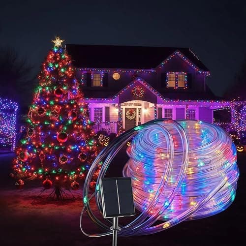 CVchancin Solar Rope Lights Outdoor Waterproof 39FT 100LED Solar String Lights Christmas Decorations Outside for Garden Patio Yard Trees Path Fence IP65 Solar Powered Tube Fairy Lighting Multicolor - Image 1