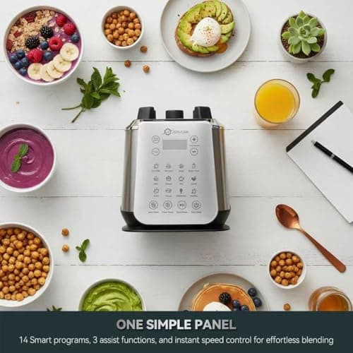 Glass Blenders for Kitchen – Stainless Steel Professional Blender for Smoothies 1500W Motor, Food Processor Combo 9 Adjustable Speeds, 14 Preset Programs, BPA-Free Glass Jar blender, Nut Milk, Soups - Thumbnail 4