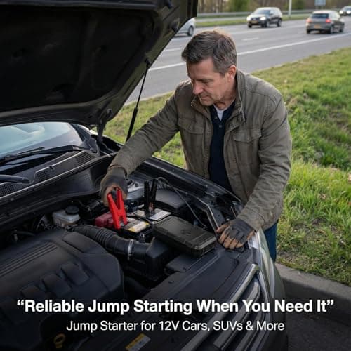 Jump Starter with Air Compressor – 4000A Peak Car Battery Booster & 150PSI Tire Inflator, 12V Auto Jump Box for Gas & Diesel Engines, LED Power Bank & Flashlight, Smart Safety Clamps, Gift-Ready - Thumbnail 3