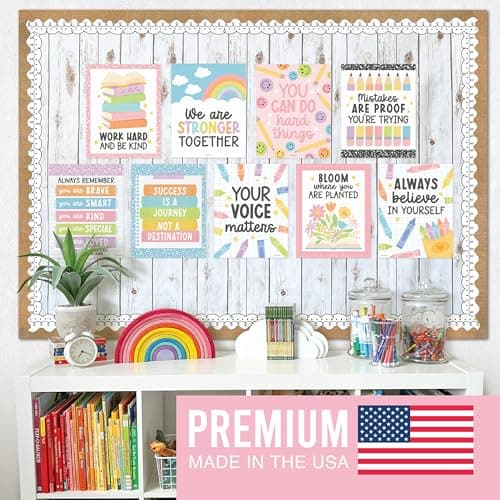 Motivational Posters for Classroom Decor -9 Growth Mindset Classroom Posters Elementary, Positive Poster Middle School, Inspirational Wall Art, Pastel Teacher Bulletin Board Decorations - Thumbnail 3