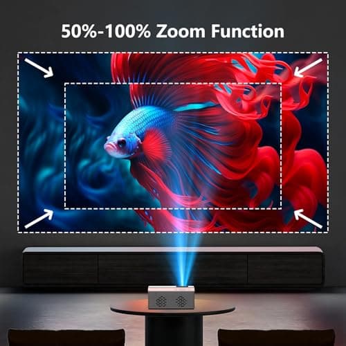 TMY Netflix-Ready Mini Movie Projector with Wifi and Bluetooth, 1080P Full HD Portable Projector, Compatible with TV Stick/Smartphone/HDM/USB, indoor & outdoor use - Thumbnail 6