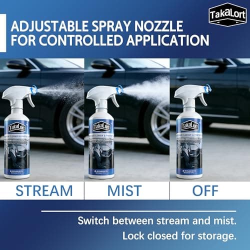TAKALORT Car Interior Cleaner & Protectant, 32 Fl Oz Spray – Cleans & Helps Protect Dashboard, Leather, Vinyl & Plastic, Adjustable Spray Nozzle, Includes Towel & Magic Eraser Sponge (Pack of 2) - Thumbnail 4