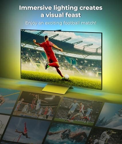 DeckTok TV Backlight LED 15ft - TV Backlight Sync to Screen PC Monitor for 55-75 Inch RGB LED Strip Lights Cuttable with Sensor Smart App Control Game & Music Sync Color Changing Light for Home Decor - Thumbnail 4