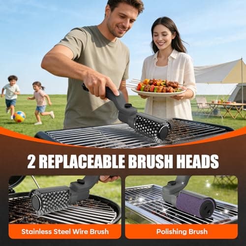 YEYES Electric Grill Brush for Outdoor Grill - Cordless Rechargeable BBQ Cleaner with 7-Angle Adjustable Head, 2600mAh Power Rotary Grill Cleaning Brush for Gas Charcoal Grates (Gray) - Thumbnail 6